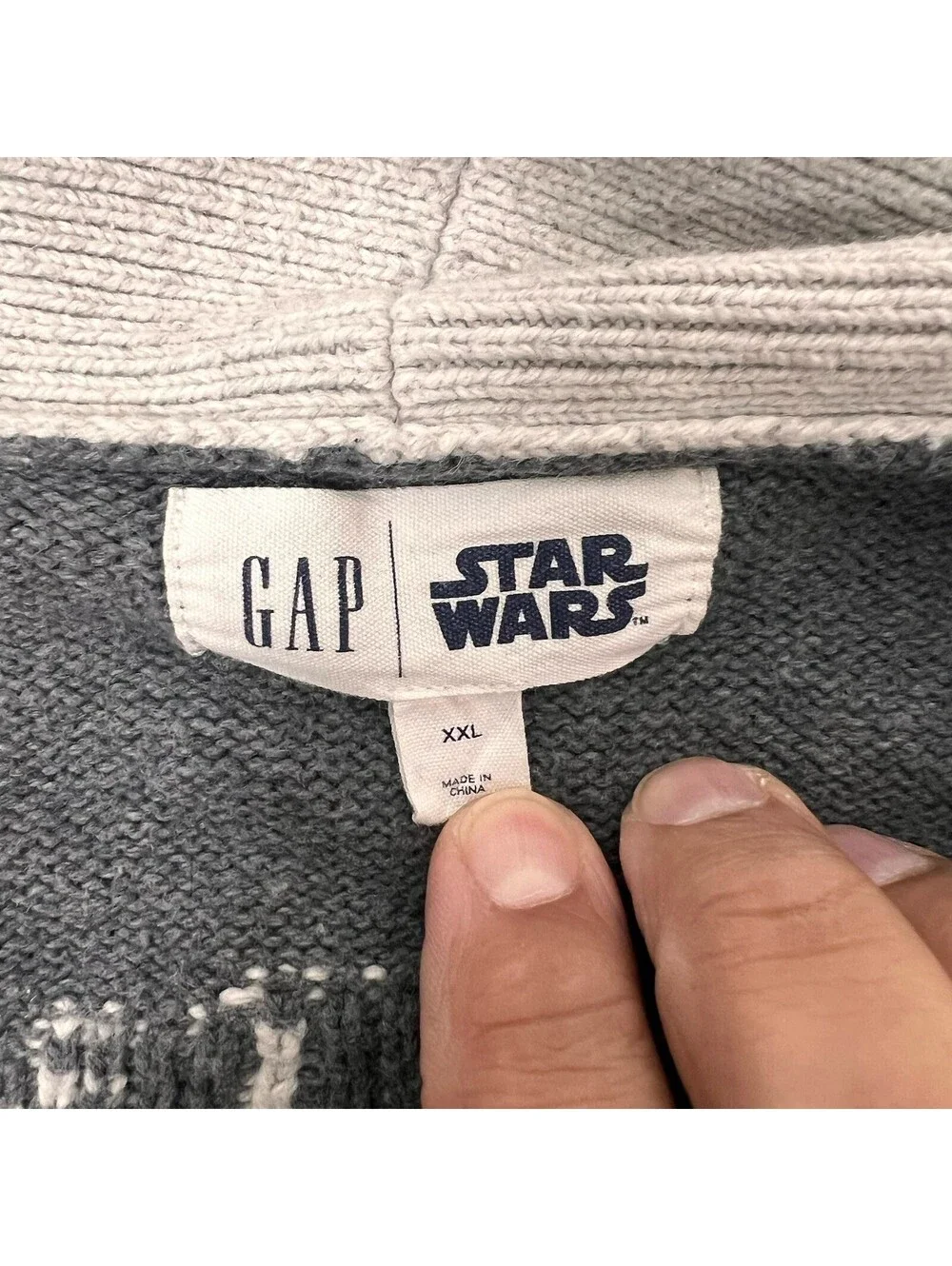 GAP Star Wars Darth Vader Cardigan Gray Knit Sweater Lightsaber Kids XXL